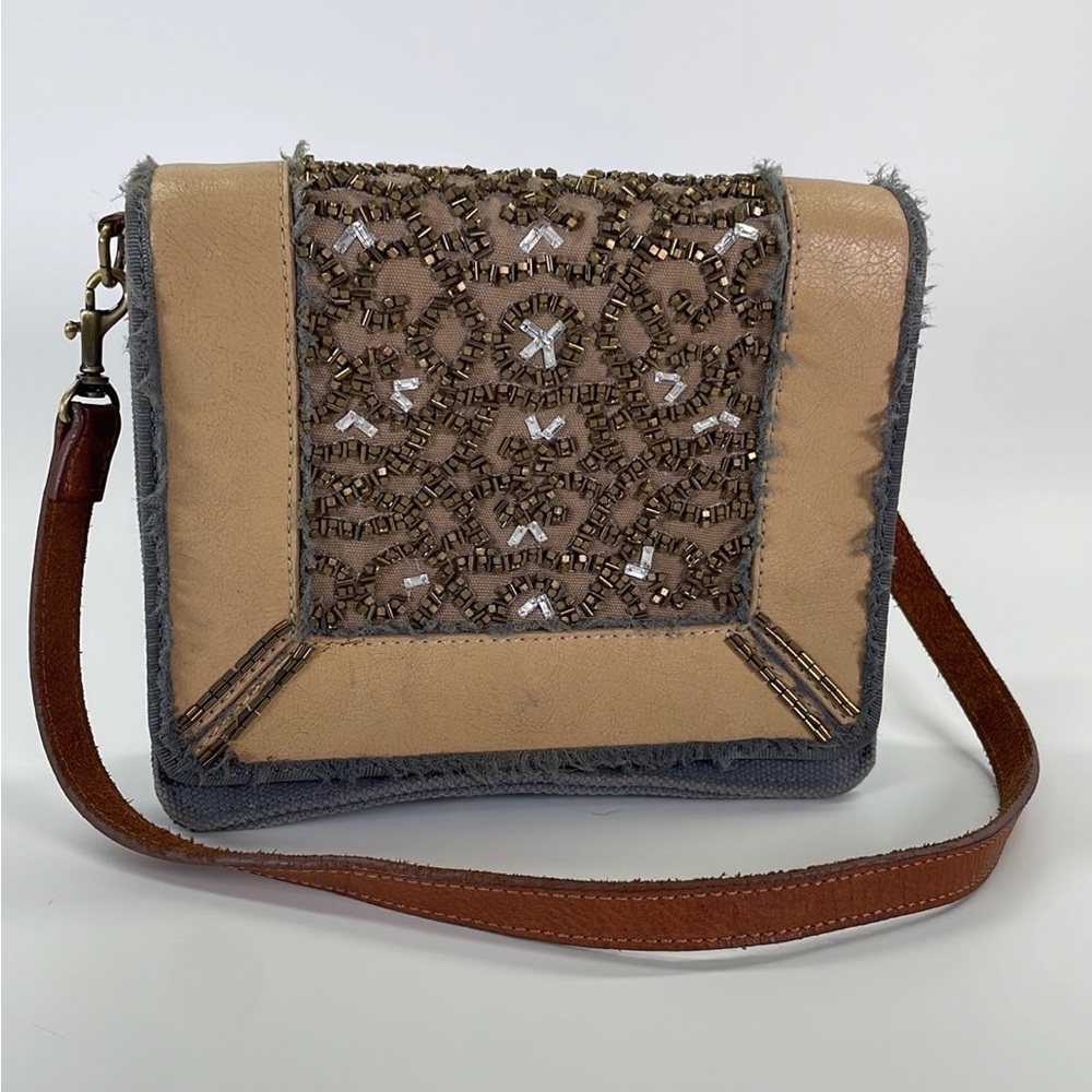 Anthropologie Miss Albright embellished Beaded Leather messenger style bag